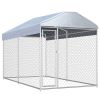 Outdoor Dog Kennel with Canopy Top 150.4"x75.6"x88.6"