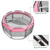 45" Portable Foldable 600D Oxford Cloth & Mesh Pet Playpen Fence with Eight Panels Pink