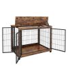 Furniture Style Dog Crate Side Table on Wheels with Double Doors and Lift Top