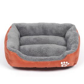 Pet Cushion Mat Square Four Seasons Universal Winter Fleece-lined Warm Dogs And Cats (Option: Orange-M)